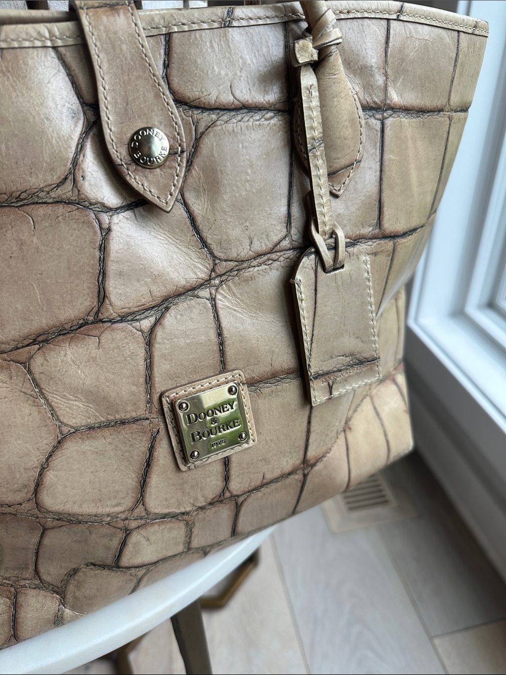 Dooney & Bourke Metallic Gold Croc-Embossed Tote - Picture 2 of 8